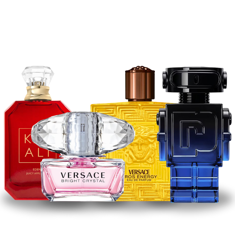 Combo de 4 Perfumes KayAli 01, Crystal Bright, Versace Eros Energy, Phantom Intense 100ml