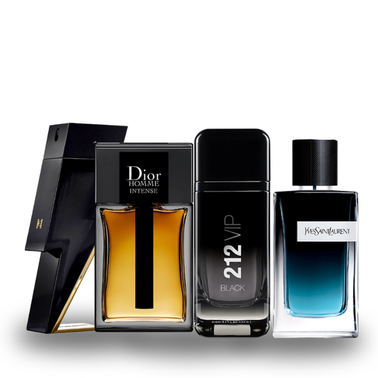 Combo de 4 perfumes Carolina Herrera BADBOY, Dior HOMME INTENSE, Carolina Herrera 212 VIP e Yve Saint Laurent Y MEN 100ml